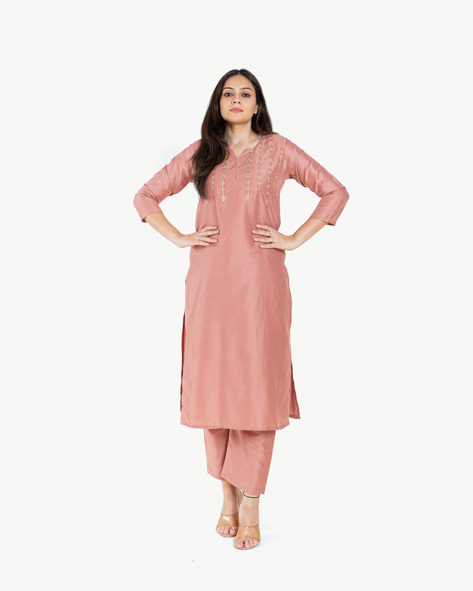 coral β kurta & pants