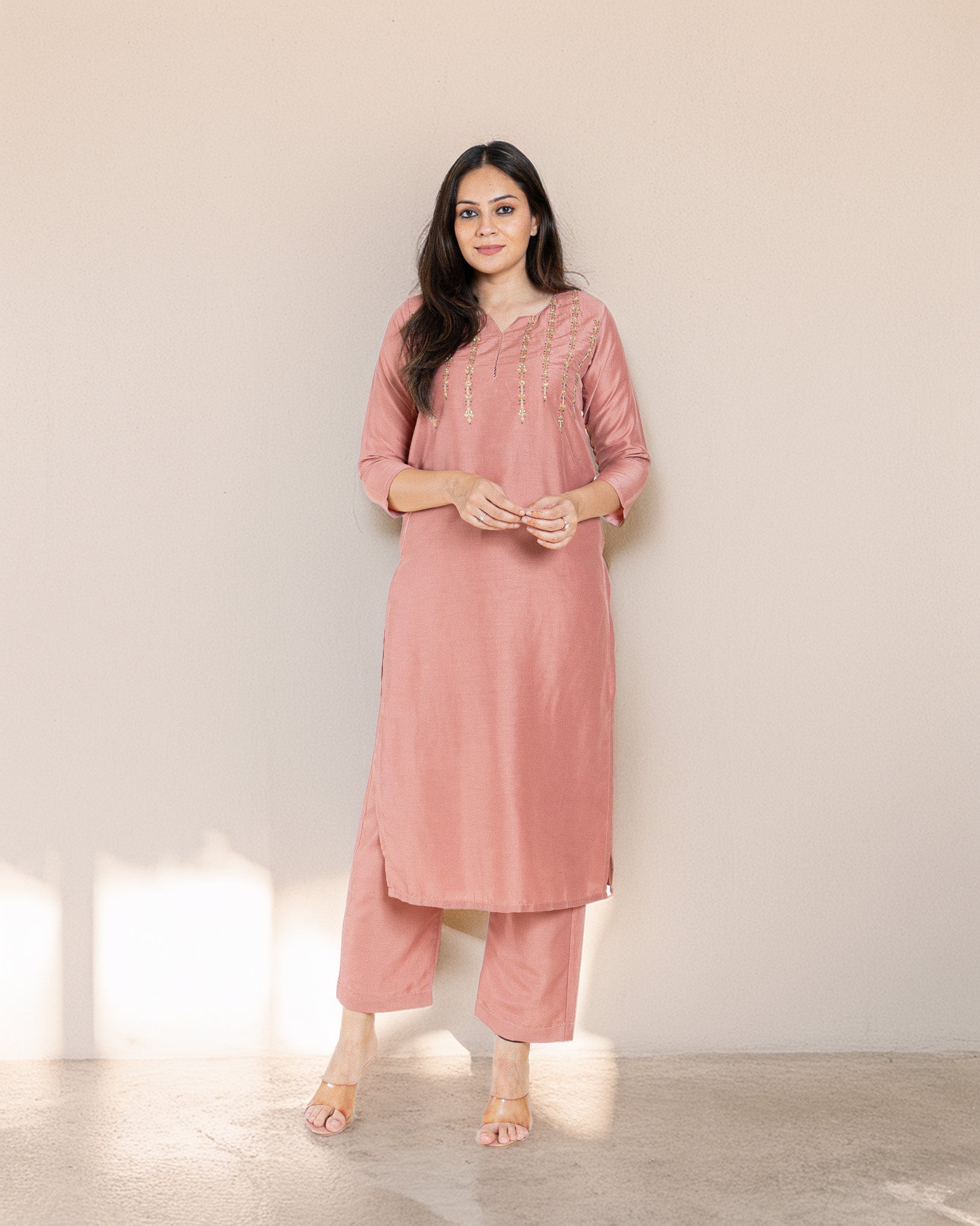 coral β kurta & pants