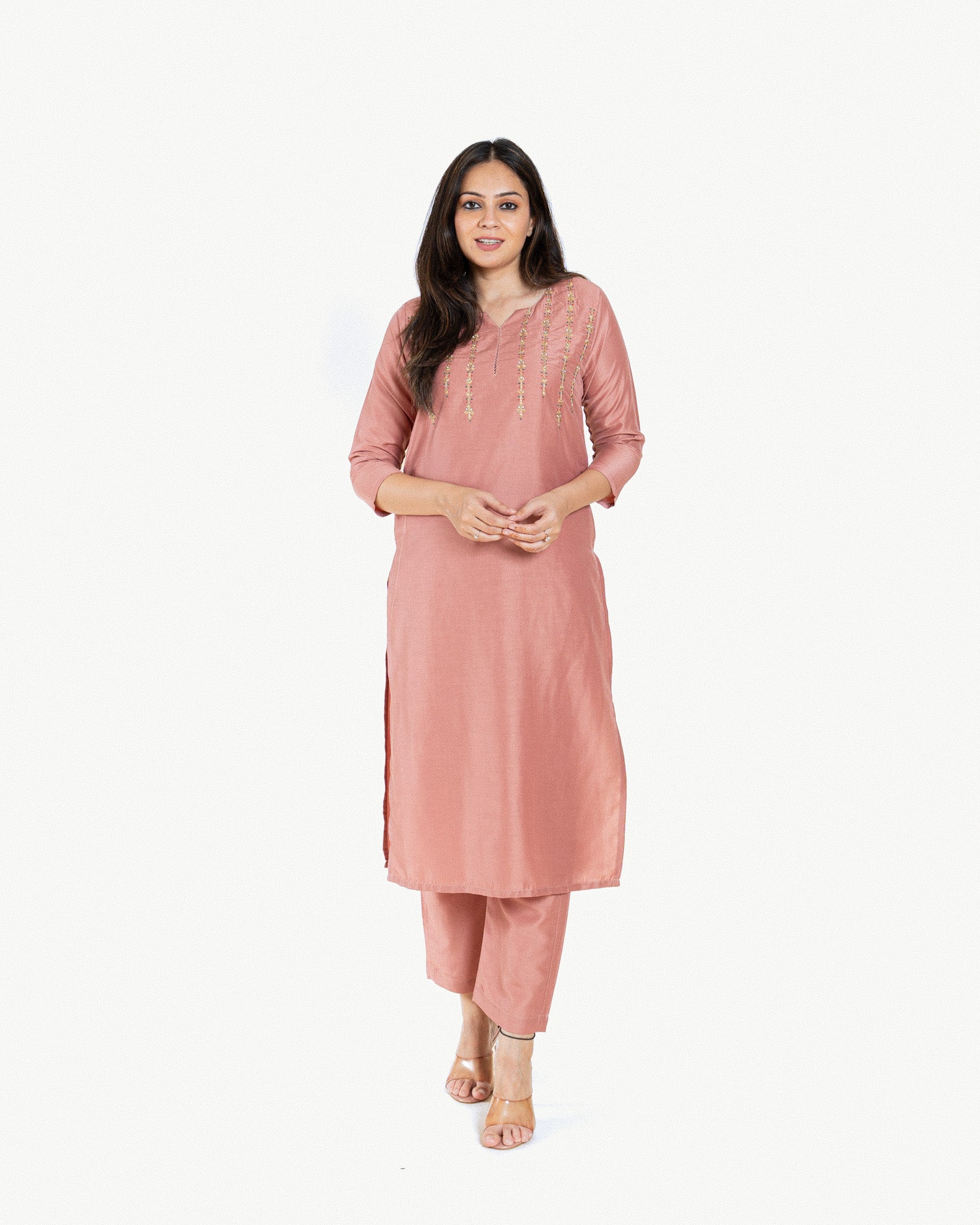 coral β kurta & pants