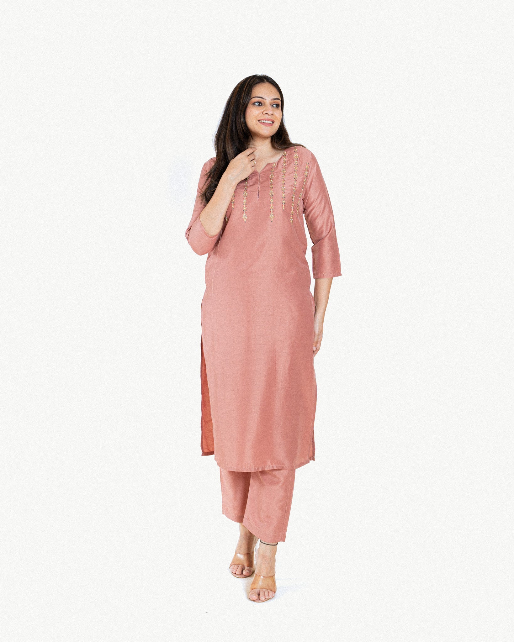 coral β kurta & pants