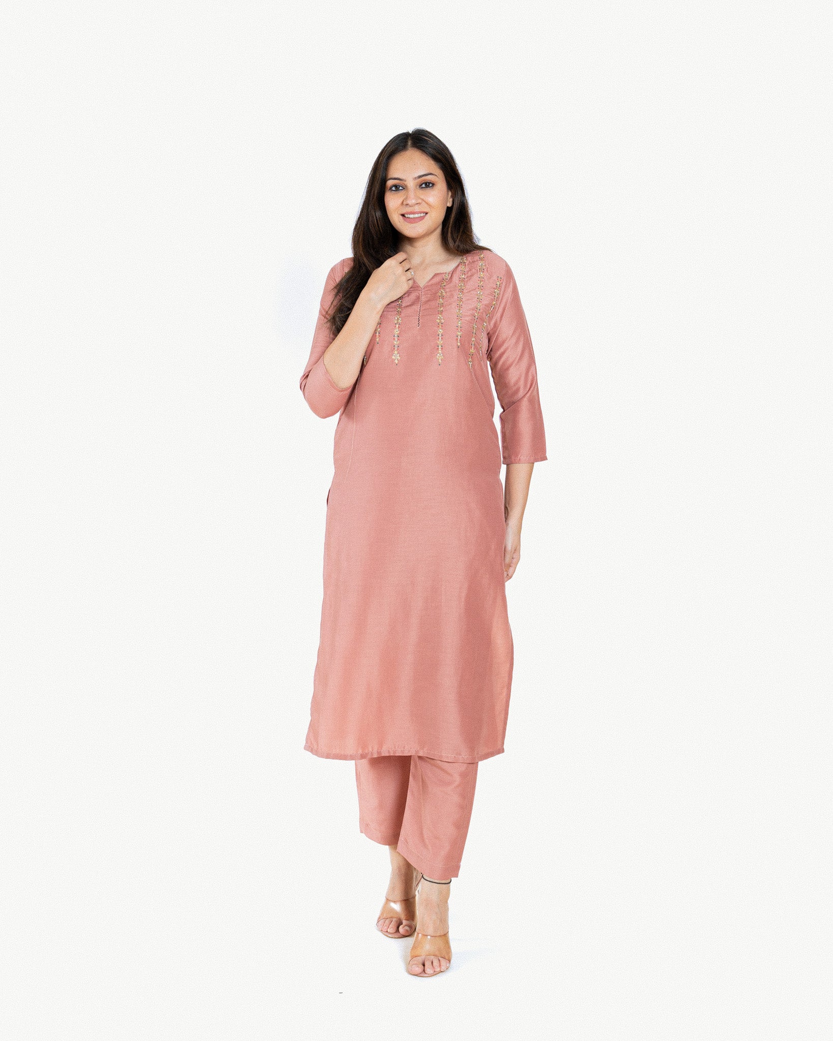 coral β kurta & pants